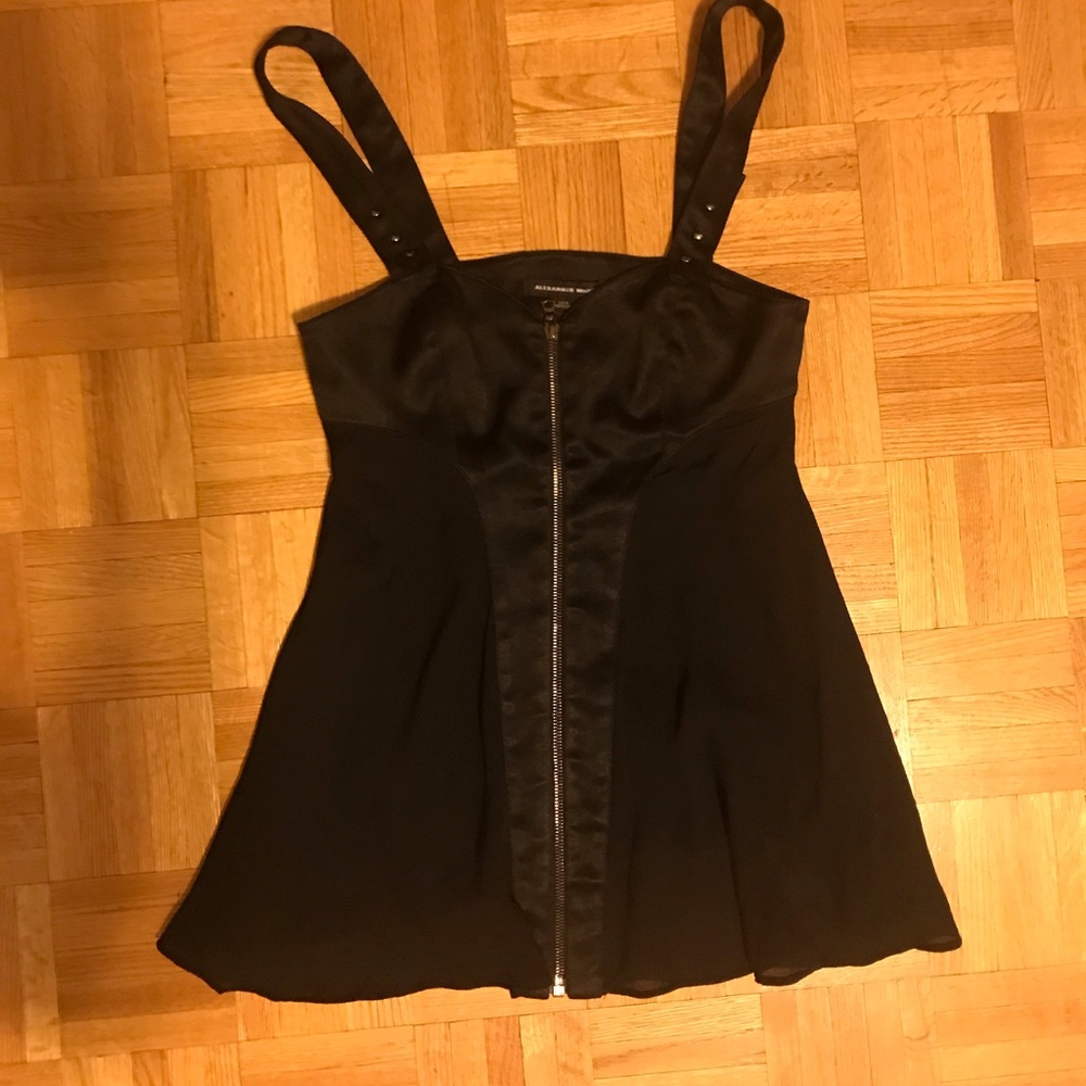 Alexander Wang Black Zip-Front A-Line Tank Top